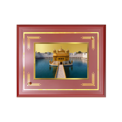 Sachkhand Shri Darbar Sahib Ji | Golden Temple | Sacred Sikh Shrine Wall and Tabletop Photo Frame in 24K Gold Plated Foil