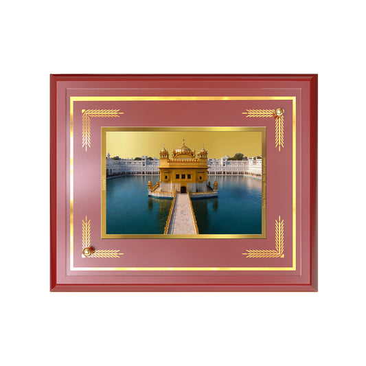 Sachkhand Shri Darbar Sahib Ji | Golden Temple | Sacred Sikh Shrine Wall and Tabletop Photo Frame in 24K Gold Plated Foil