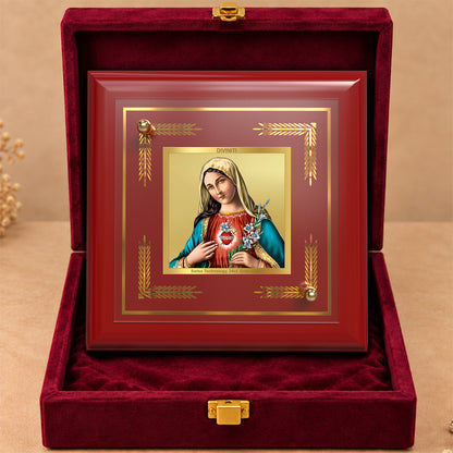 24K Gold-Plated Mother Mary MDF Frame | Premium Gift Box | 10x10 CM