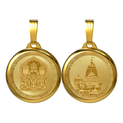 DIVINITI 24K Gold Plated Lord Jagannath & Sacred Temple Pendant – 22mm Double-Sided Spiritual Pendant