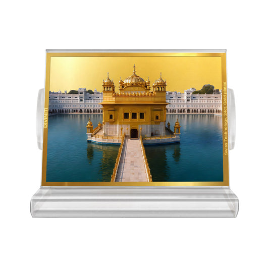 Golden Temple | Sacred Sikh Shrine Car Dashboard & Tabletop Photo Frame in 24K Gold Plated Foil (ACF3)