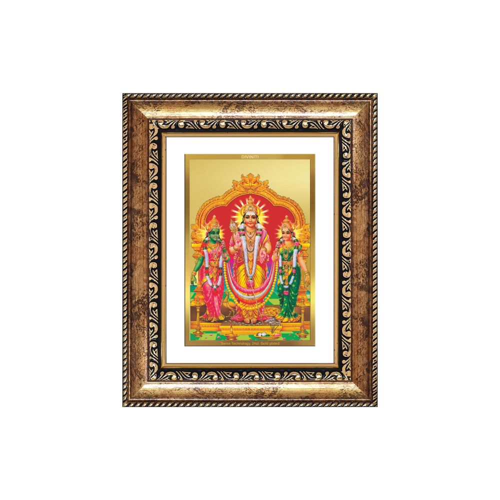 Diviniti 24K Gold Plated Murugan Velli (Classic) Divine Wall and Table Top Frame for Home Mandir & Office Decor | Luxury Spiritual Gift