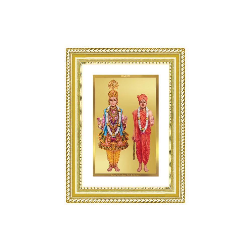Diviniti 24K Gold Plated Swaminarayan (Classic) Divine Wall Frame for Home Mandir & Office Decor | Luxury Spiritual Gift