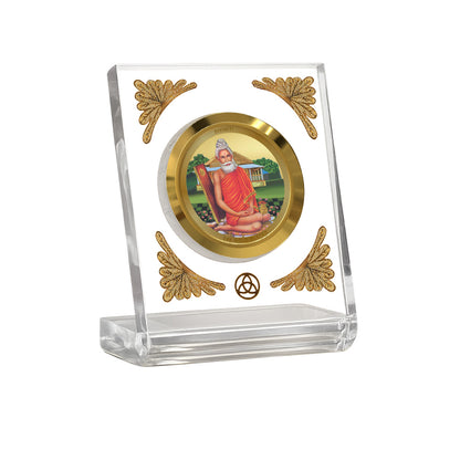 Baba Lokenath Diviniti Premium Gold on Gold 24K gold plated car dashboard frame in a clear display.
