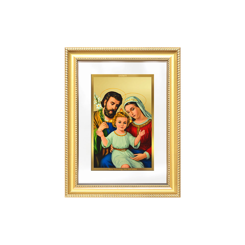 Diviniti 24K Gold Plated Holy Family (Classic) Divine Wall Frame for Home Mandir & Office Decor | Luxury Spiritual Gift