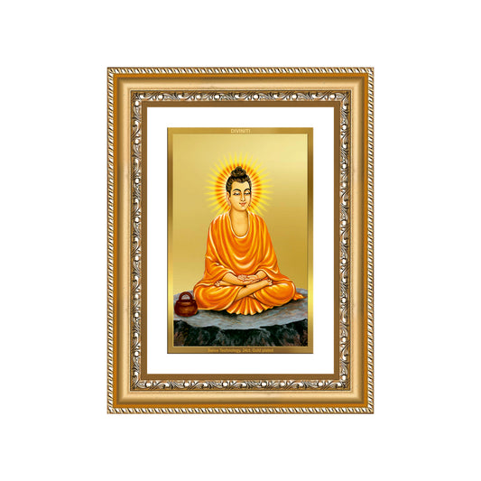 Diviniti 24K Gold Plated Buddha (Classic) Divine Wall Frame for Home Mandir & Office Decor | Luxury Spiritual Gift