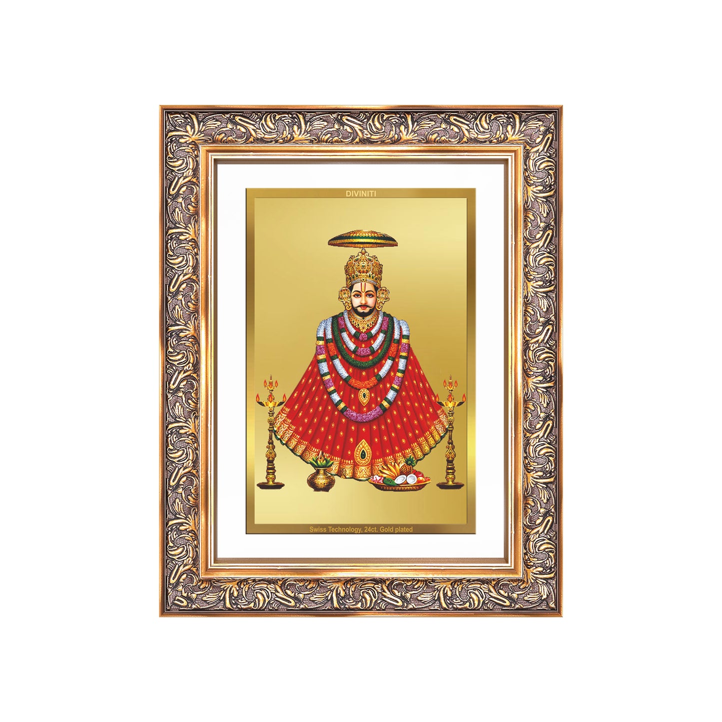 Diviniti 24K Gold Plated Khatu Shyam (Classic) Divine Wall Frame for Home Mandir & Office Decor | Luxury Spiritual Gift