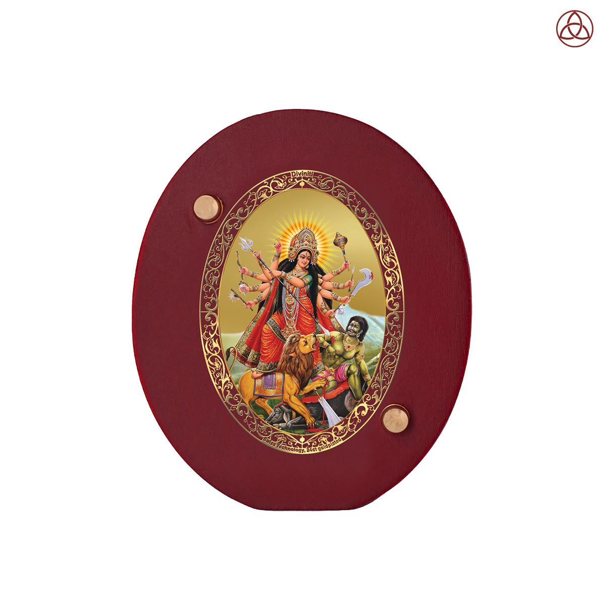 Durga Mahishasura Car Dashboard & Tabletop Photo Frame in 24K gold plated royal foil