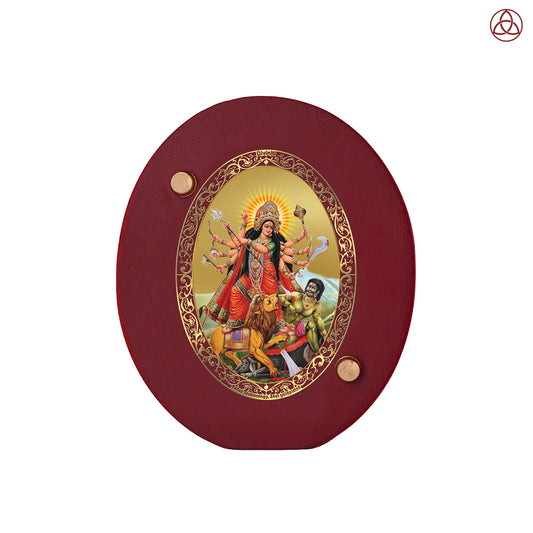 Durga Mahishasura Car Dashboard & Tabletop Photo Frame in 24K gold plated royal foil