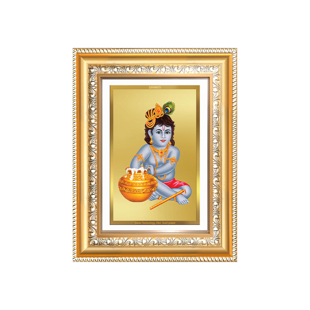 Diviniti 24K Gold Plated Bal Gopal Divine Wall Frame for Home Mandir & Office Decor | Luxury Spiritual Gift