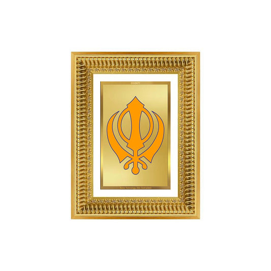 Diviniti 24K Gold Plated Khanda Sahib (Classic) Divine Wall Frame for Home Mandir & Office Decor | Luxury Spiritual Gift