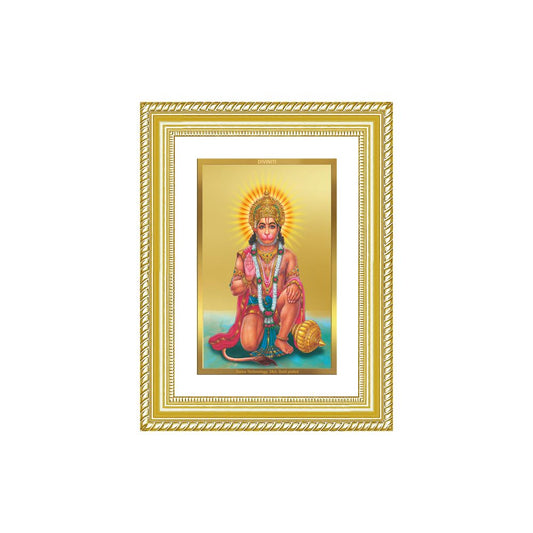 Diviniti 24K Gold Plated Ashirwad Hanuman (Classic) Divine Wall Frame for Home Mandir & Office Decor | Luxury Spiritual Gift