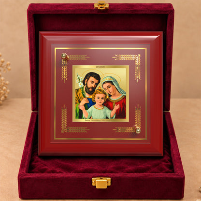 24K Gold-Plated Holy Family MDF Frame | Premium Gift Box | 10x10 CM