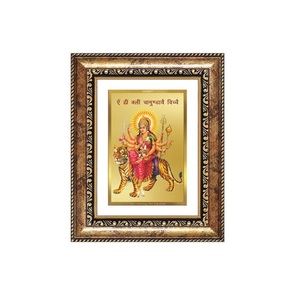Diviniti 24K Gold Plated Durga With Mantra (Classic) Divine Wall and Table Top Frame for Home Mandir & Office Decor | Luxury Spiritual Gift