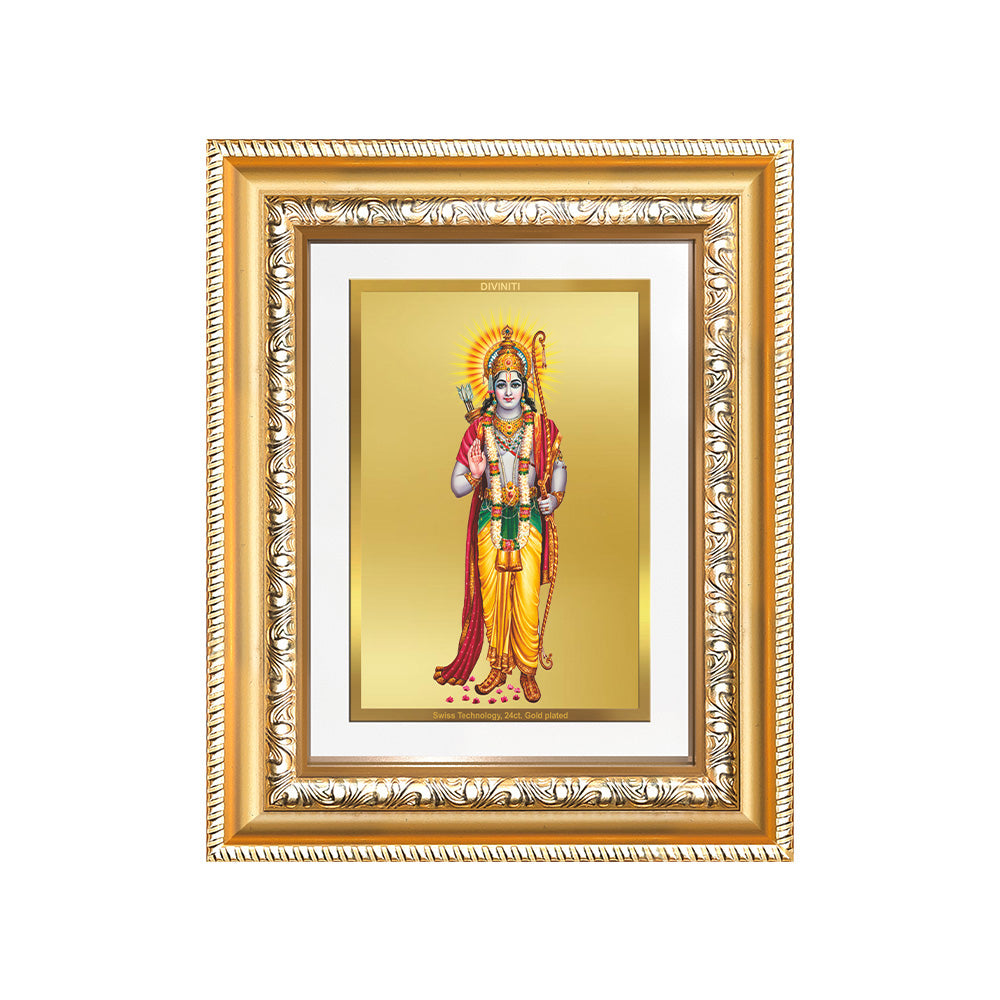 Diviniti 24K Gold Plated Ram Ji (Classic) Divine Wall and Table Top Frame for Home Mandir & Office Decor | Luxury Spiritual Gift