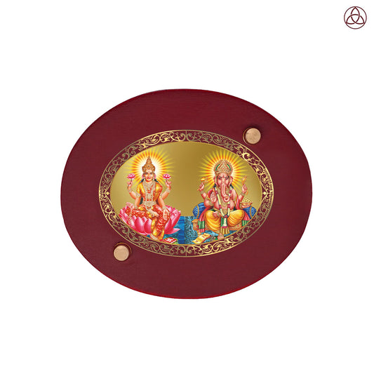 Lakshmi & Ganesha Car Dashboard & Tabletop Photo Frame in 24K gold plated royal foil