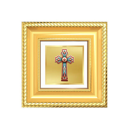Diviniti Holy Cross Tabletop Photo Frame in 24K Gold Plated Foil | Faith, Hope & Divine Grace | DG015S1A (10x10 CM)