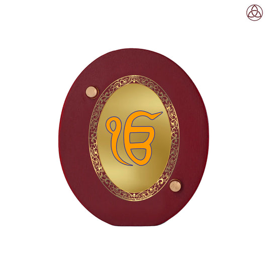 Ik Onkar | Divine Sikh Symbol Car Dashboard & Tabletop Photo Frame in 24K Gold Plated Foil