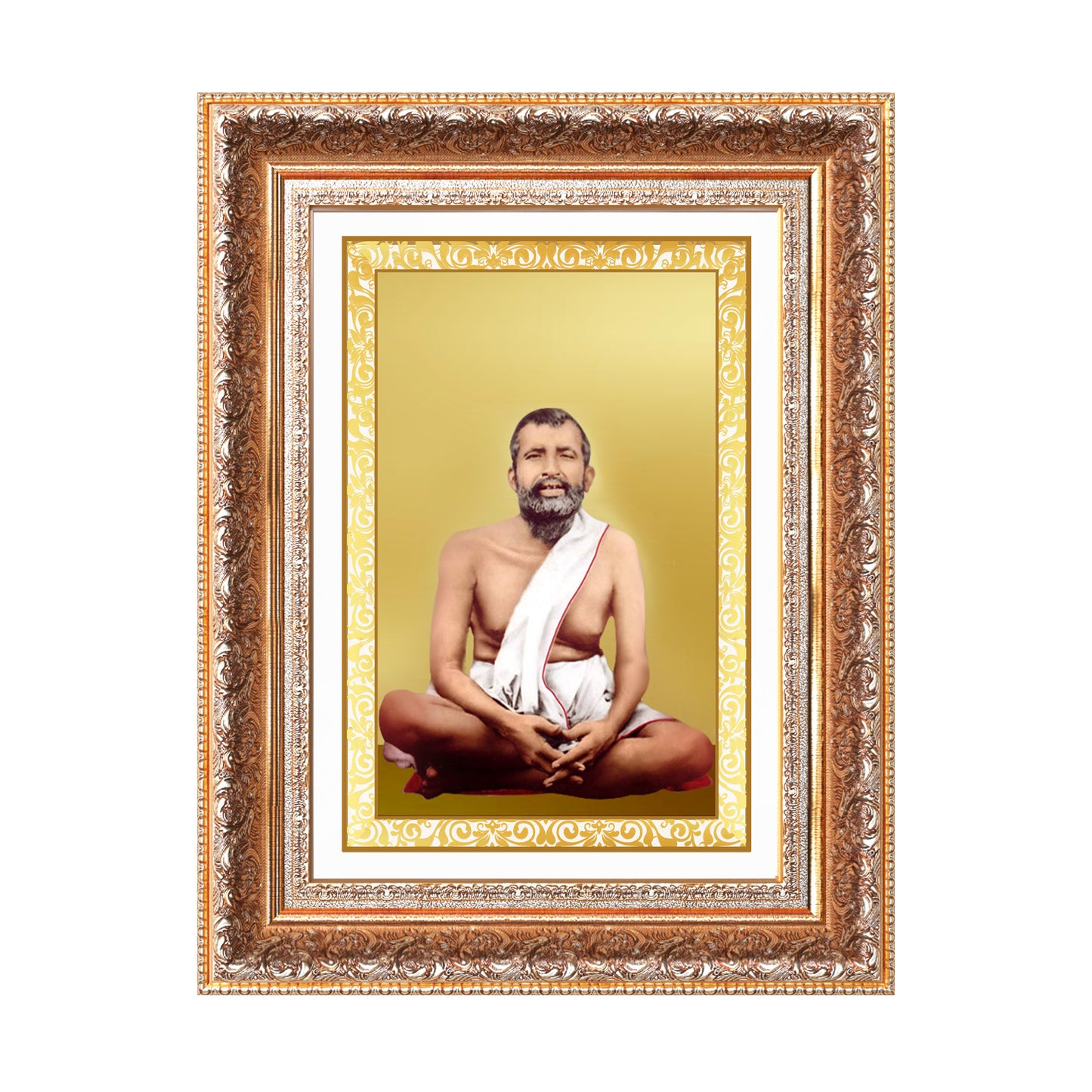 Sri Ramakrishna Paramahamsa | Enlightened Mystic of Bhakti & Vedanta Wall Photo Frame in 24K Gold Plated Foil