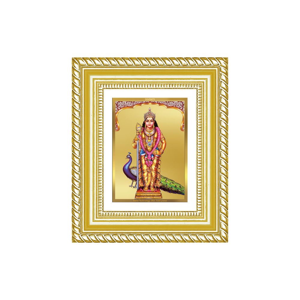 Diviniti 24K Gold Plated Murugan Divine Table Top Frame for Home Mandir & Office Decor | Luxury Spiritual Gift