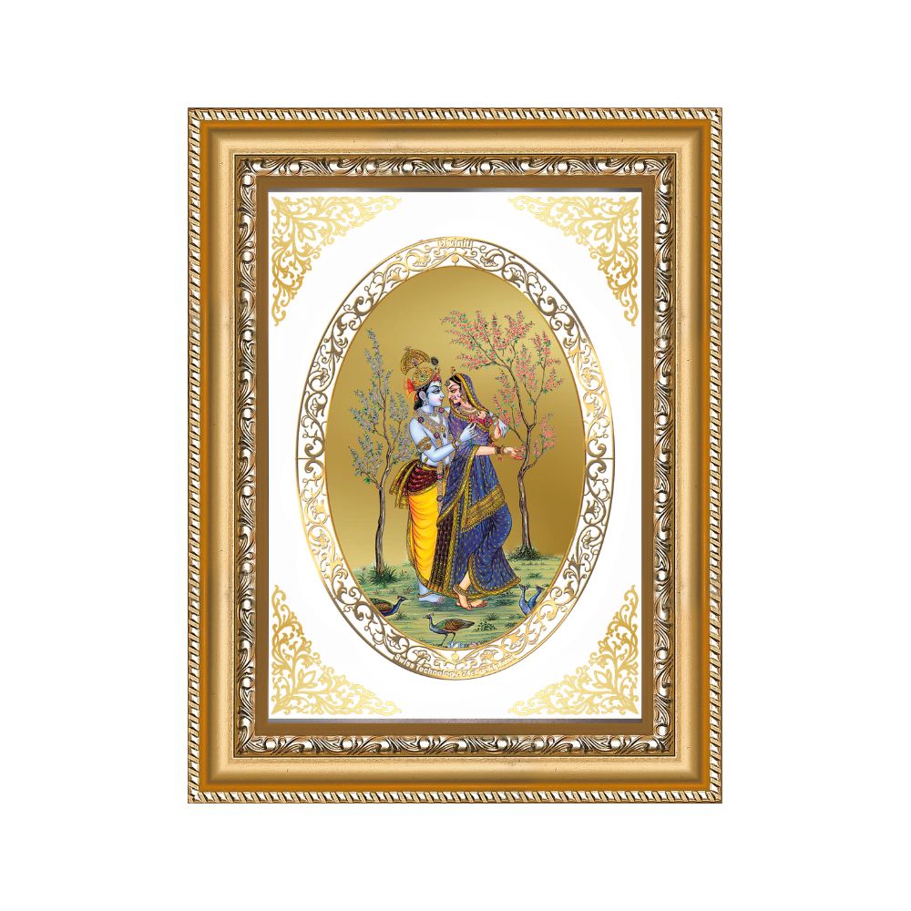Radha Krishna | Divine Love Wall & Tabletop Royal Photo Frame in 24K Gold Plated Foil