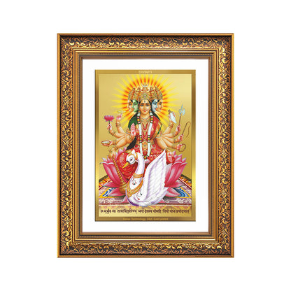 Diviniti 24K Gold Plated Gayatri Maa (Classic) Divine Wall Frame for Home Mandir & Office Decor | Luxury Spiritual Gift