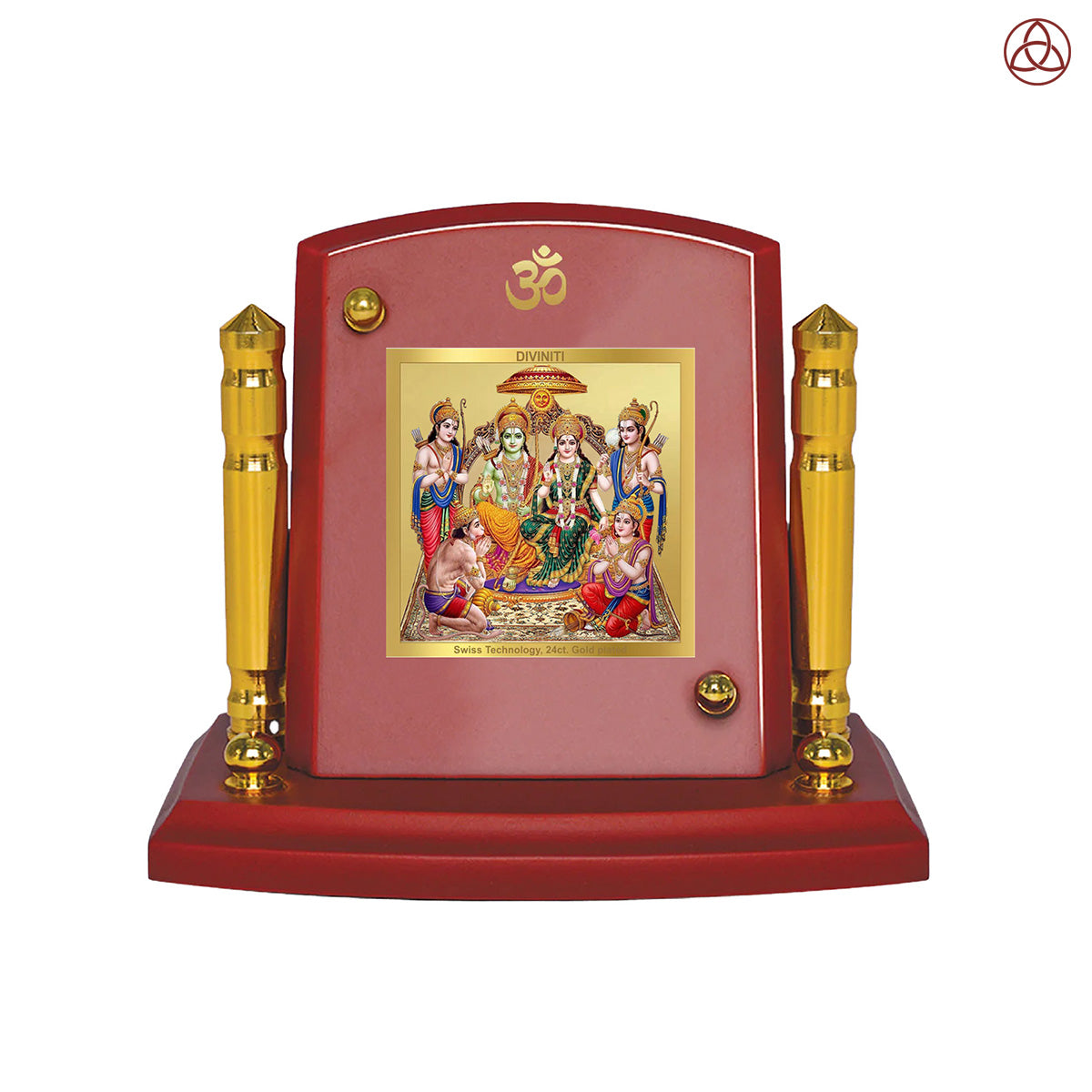 Ram Darbar | Divine Family of Lord Rama, Sita, Lakshman & Hanuman Car Dashboard Frame in 24K Gold Plated Foil