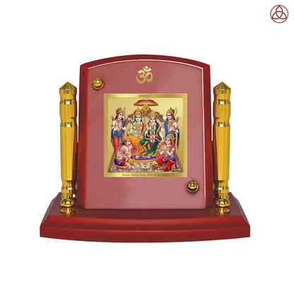 Ram Darbar | Divine Family of Lord Rama, Sita, Lakshman & Hanuman Car Dashboard Frame in 24K Gold Plated Foil