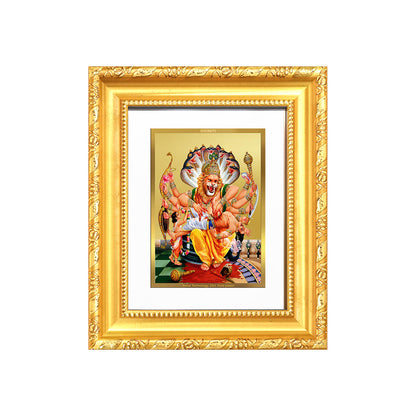 Diviniti 24K Gold Plated Narasimha |Divine Table Top Frame for Home Mandir & Office Decor | Luxury Spiritual Gift
