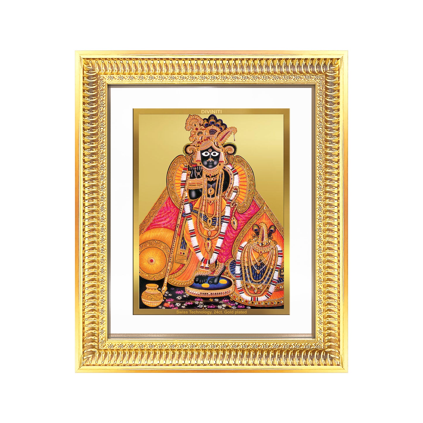 Diviniti 24K Gold Plated Banke Bihari Ji (Classic) Divine Wall Frame for Home Mandir & Office Decor | Luxury Spiritual Gift