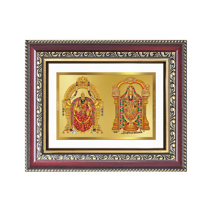 Diviniti 24K Gold Plated Padmavati And Balaji (Classic) Divine Wall and Table Top Frame for Home Mandir & Office Decor | Luxury Spiritual Gift