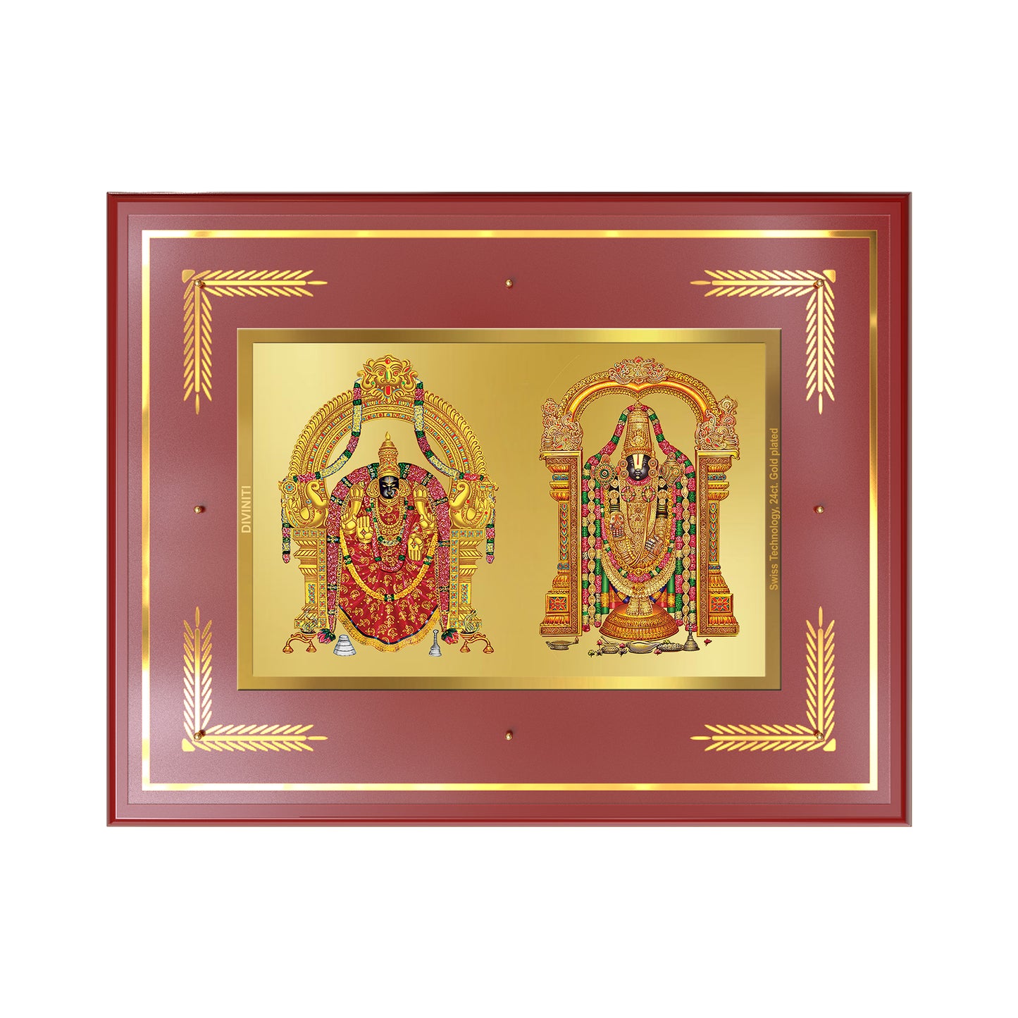 Lord Venkateswara Tirupati Balaji & Goddess Padmavati | Divine Couple Wall Mount Photo Frame in 24K Gold Plated Foil