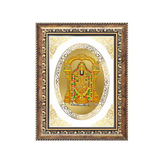 Tirupati Balaji (Lord Venkateswara) Divine Sacred Prosperity & Blessings Royal Tabletop Frame in 24K Gold Plated Foil