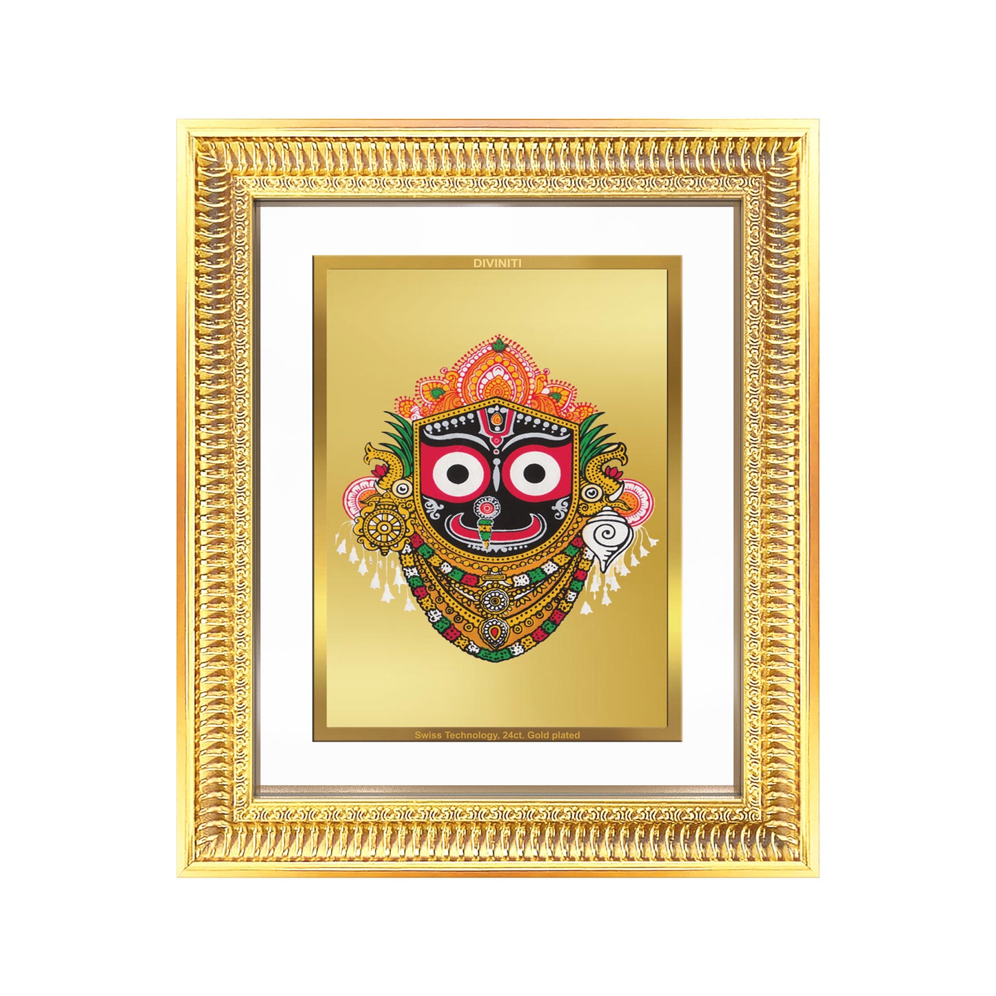 Diviniti 24K Gold Plated Jagannath (Classic) Divine Wall Frame for Home Mandir & Office Decor | Luxury Spiritual Gift