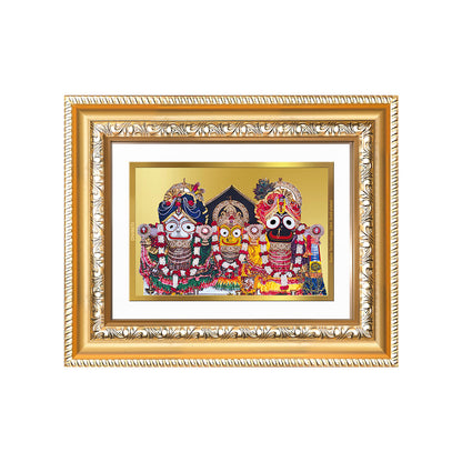 Diviniti 24K Gold Plated Jagannath Subhadra Balabhadra (Classic) Divine Wall and Table Top Frame for Home Mandir & Office Decor | Luxury Spiritual Gift