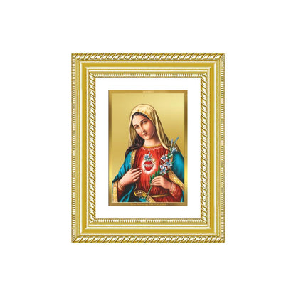Diviniti 24K Gold Plated Mother Mary (Classic) Divine Wall and Table Top Frame for Home Mandir & Office Decor | Luxury Spiritual Gift