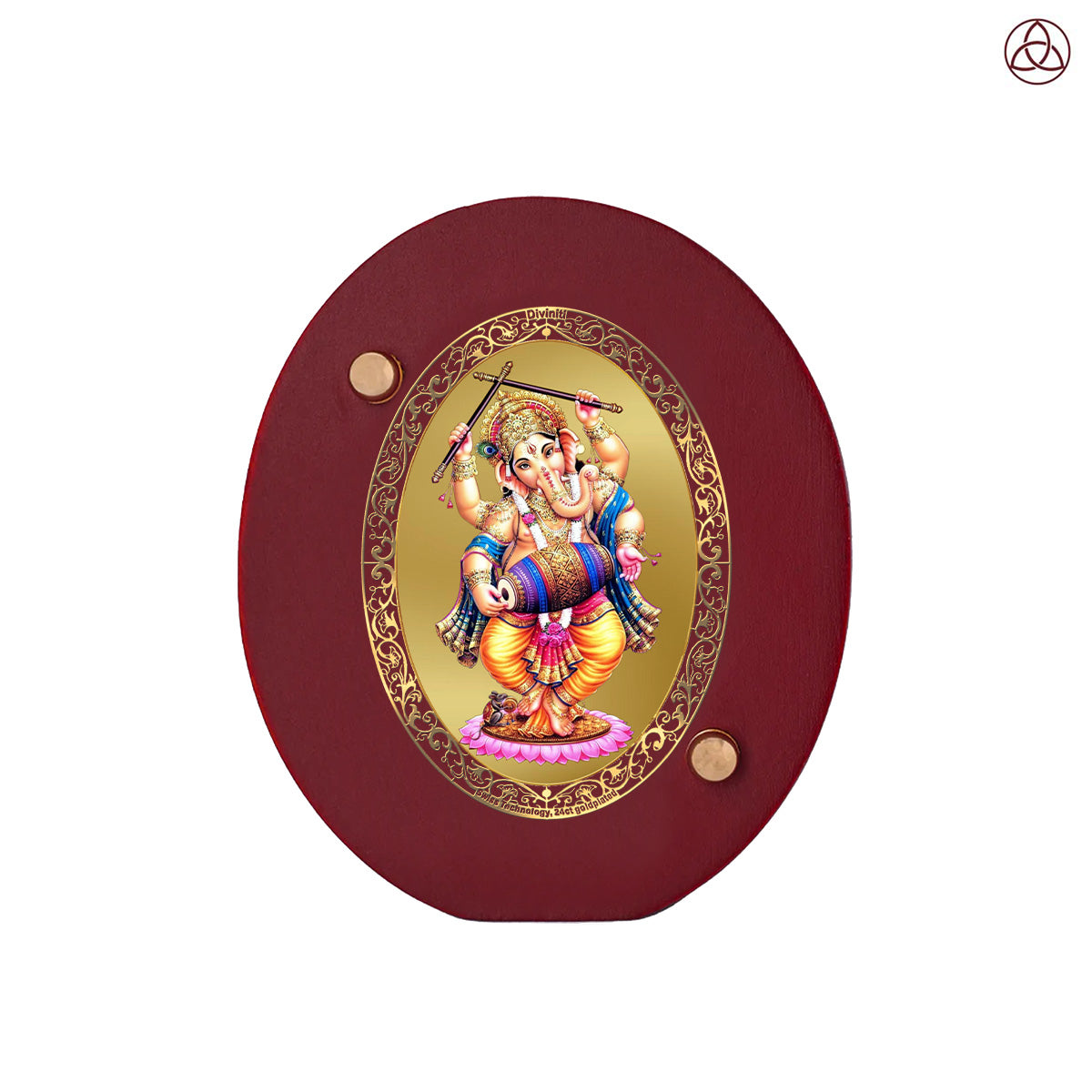 Dancing Ganesha Car Dashboard & Tabletop Photo Frame in 24K gold plated royal foil