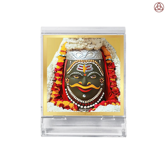 Mahakaleshwar Shiv Car Dashboard Frame | 24K Gold Plated Foil Religious Idol Photo Frame for Car, Home & Office | Mahakal Spiritual Decor for Protection, Positivity & Blessings