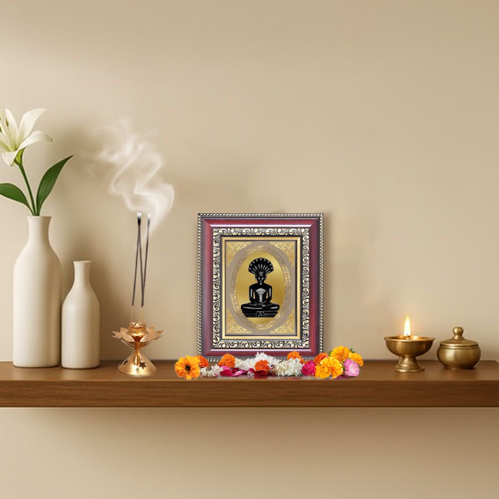 Lord Parshvanath Jain Tirthankara Divine Protection & Peace Royal Tabletop Frame in 24K Gold Plated Foil