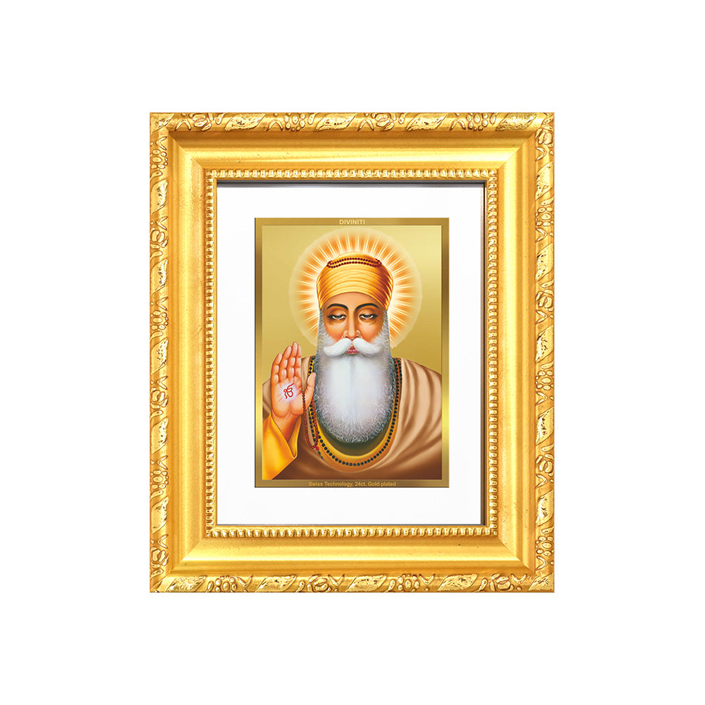 Diviniti 24K Gold Plated Guru Nanak Dev Ji |Sacred Sikh Table Top Frame for Home Decor & Office Ambiance | Premium Spiritual Gift