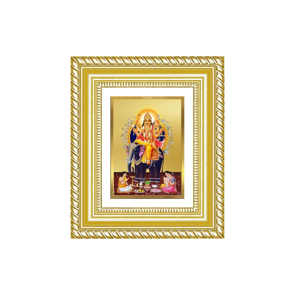 Diviniti 24K Gold Plated Vishvakarma Divine Table Top Frame for Home Mandir & Office Decor | Luxury Spiritual Gift