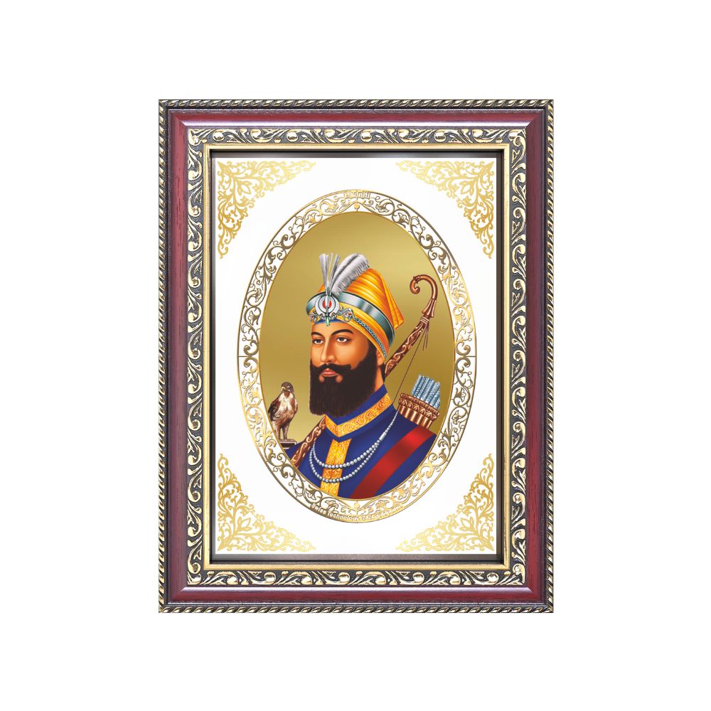 Guru Gobind Singh Ji | Sikh Guru Wall & Tabletop Royal Photo Frame in 24K Gold Plated Foil