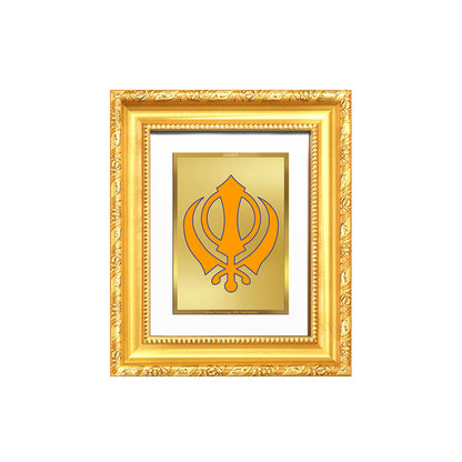 Diviniti 24K Gold Plated Khanda Sahib |Divine Table Top Frame for Home Mandir & Office Decor | Luxury Spiritual Gift