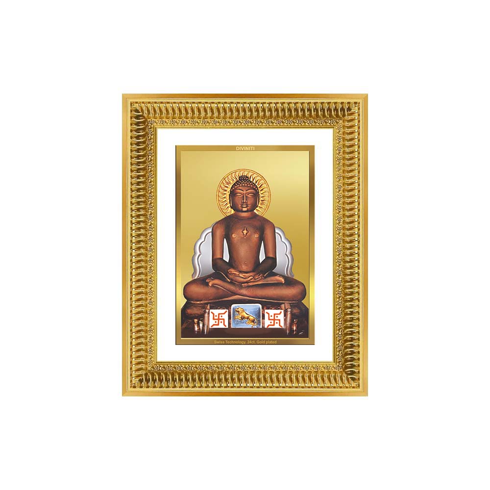 Diviniti 24K Gold Plated Mahavir (Classic) Divine Wall Frame for Home Mandir & Office Decor | Luxury Spiritual Gift