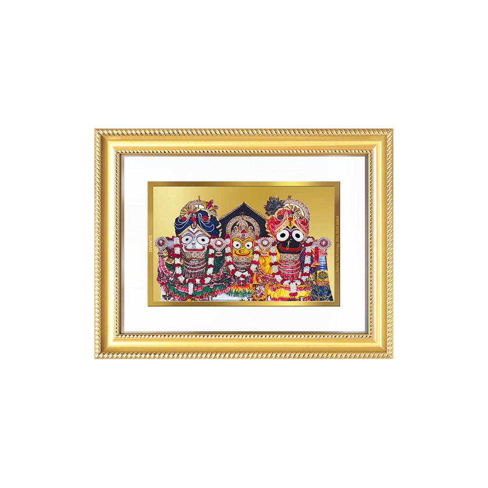 Diviniti 24K Gold Plated Jagannath Subhadra Balabhadra (Classic) Divine Wall Frame for Home Mandir & Office Decor | Luxury Spiritual Gift