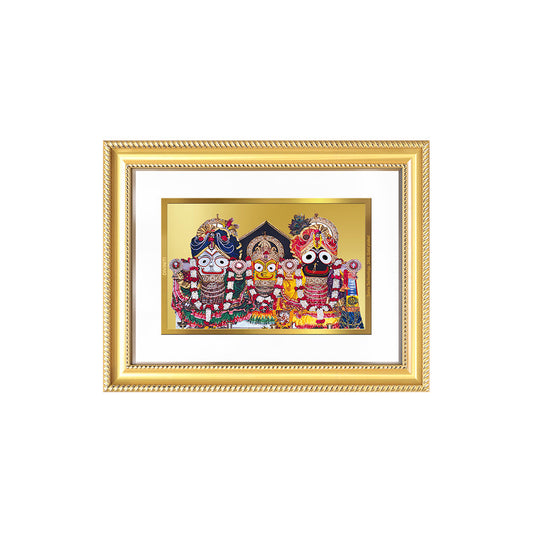 Diviniti 24K Gold Plated Jagannath Subhadra Balabhadra (Classic) Divine Wall Frame for Home Mandir & Office Decor | Luxury Spiritual Gift