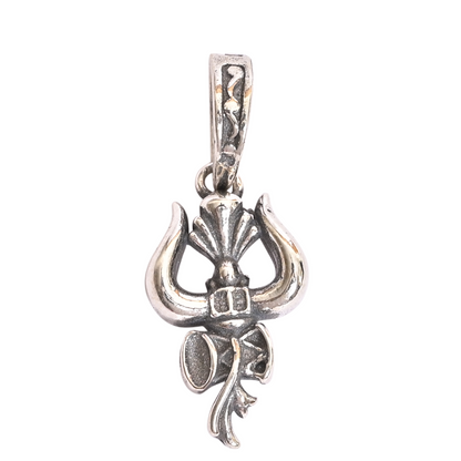 925 Pure Silver Trishul with Damru Pendant for Men, Women & Kids Divine God Pendant for Birthday, Anniversary, Special Occasion Gift (1.6x1 cm, 3g)