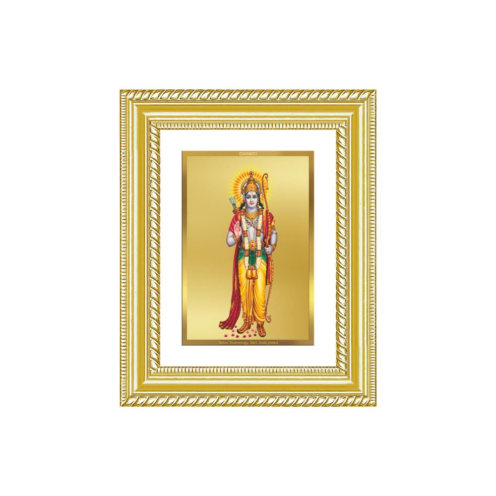 Diviniti 24K Gold Plated Ram Ji (Classic) Divine Wall and Table Top Frame for Home Mandir & Office Decor | Luxury Spiritual Gift