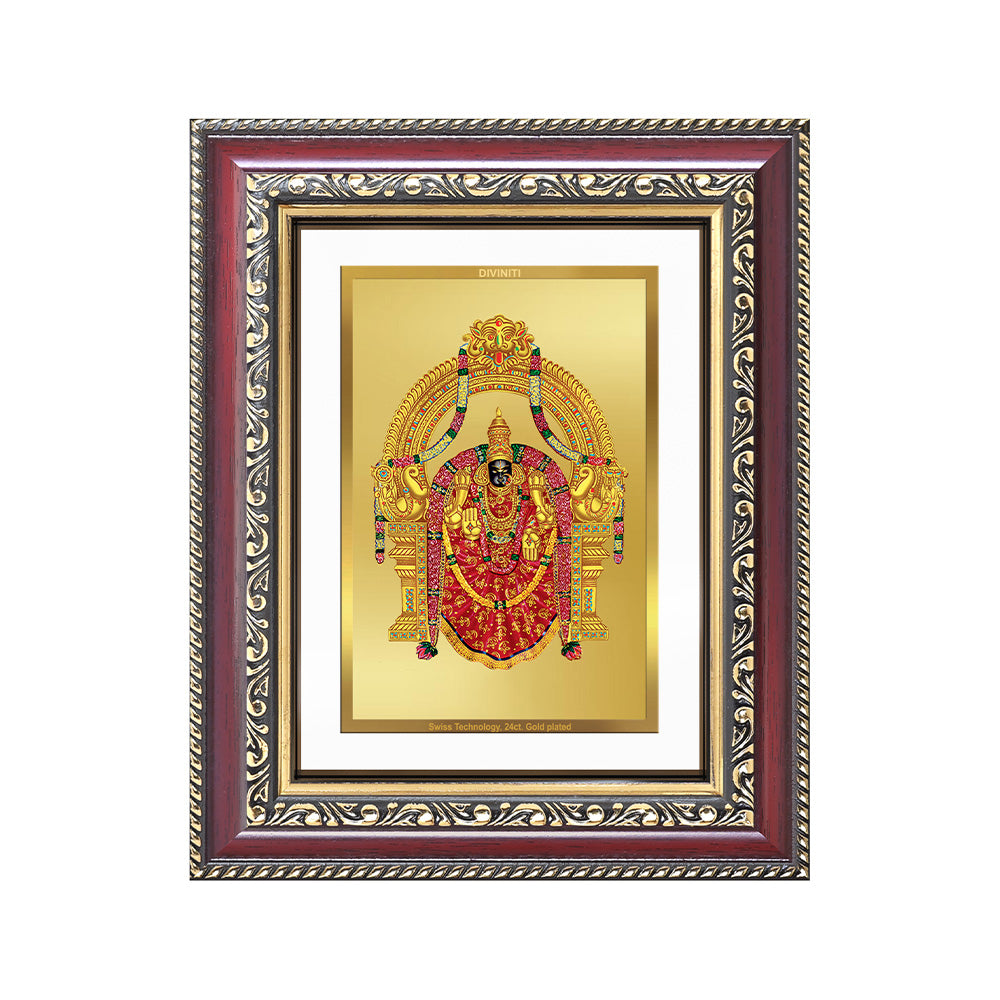 Diviniti 24K Gold Plated Padmavati (Classic) Divine Wall and Table Top Frame for Home Mandir & Office Decor | Luxury Spiritual Gift