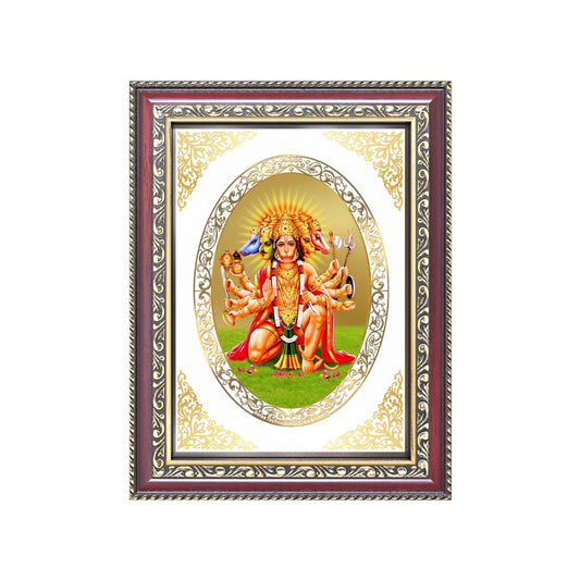 Panchmukhi Hanuman | Divine Protection Wall & Tabletop Royal Photo Frame in 24K Gold Plated Foil